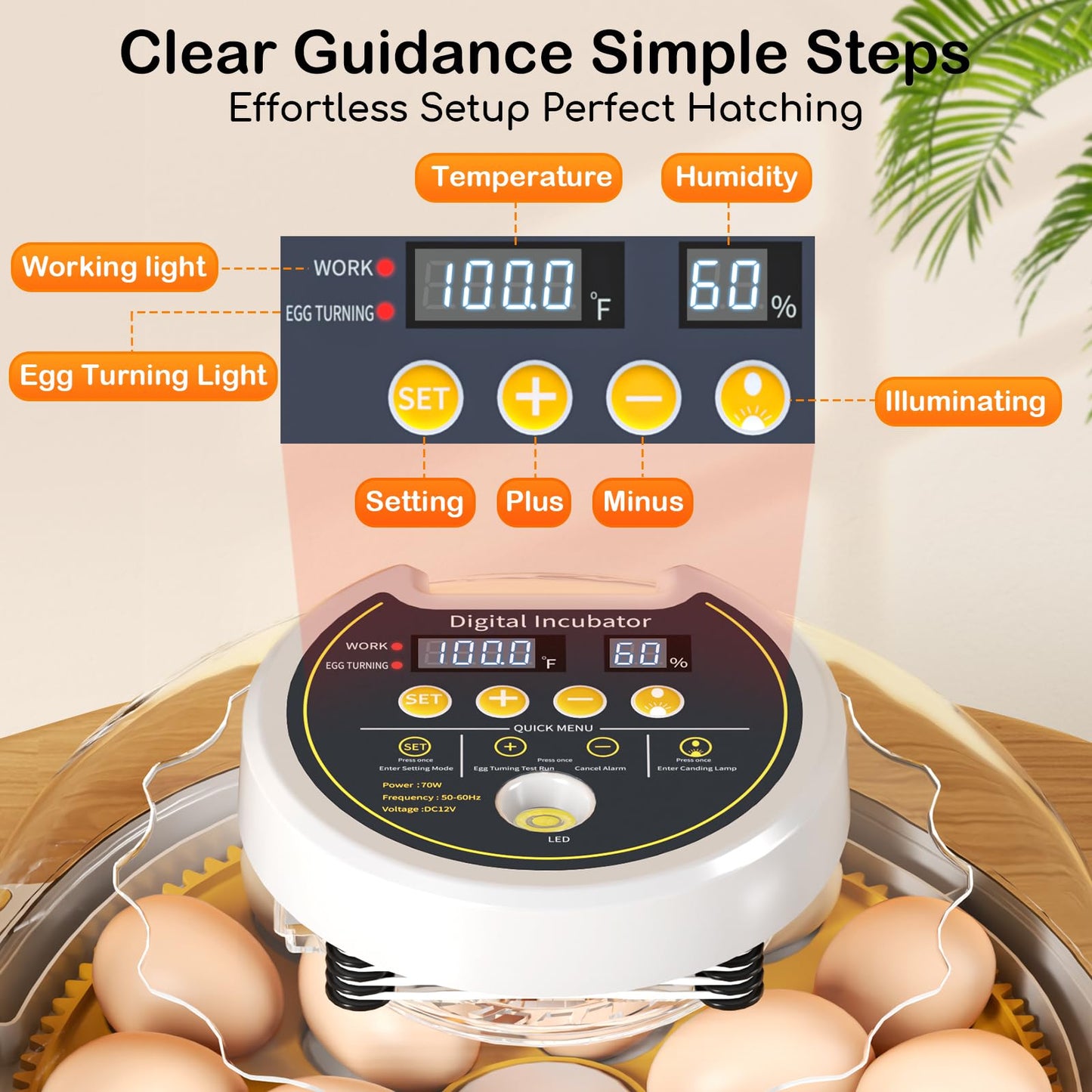 2025 Upgrade 18 Egg Incubator with Automatic Egg Turning and Humidity Control, Egg Incubators for Hatching Eggs Chicken Ducks Goose Quail Pigeon Turkey, Automatic Incubator for Home Classroom Lab Farm