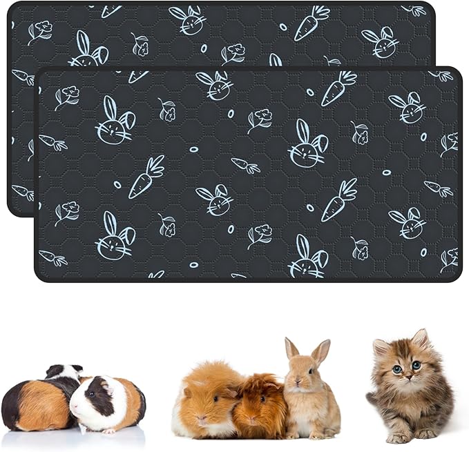 2-Pack Guinea Pig Cage Liner Washable, 28in x 56in Ultra-Absorbent Guinea Pig Bedding for Cage Non-Slip Leak-Proof Pee Pads for Dogs Rabbit Bunny Cat Litter Mat, Navy