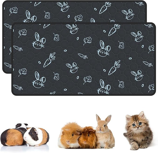 2-Pack Guinea Pig Cage Liner Washable, 28in x 56in Ultra-Absorbent Guinea Pig Bedding for Cage Non-Slip Leak-Proof Pee Pads for Dogs Rabbit Bunny Cat Litter Mat, Navy