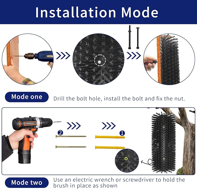 Livestock Scratching Brush Goat Scratcher Tool Full Massage Grooming Brushes with 4 Screws for Cow,Cattle,Cow,Sheep, Horses,Pigs
