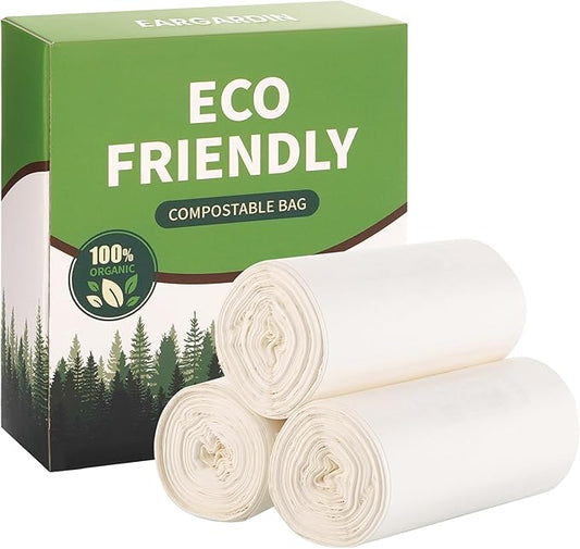 Biodegradable Handle Trash Bags 4-5 Gallon, 100% Compostable Garbage Bags Wastebasket Liners Bags for kitchen bathroom office garden,US BPI ASTM D6400 and Europe OK Compost Home Certified