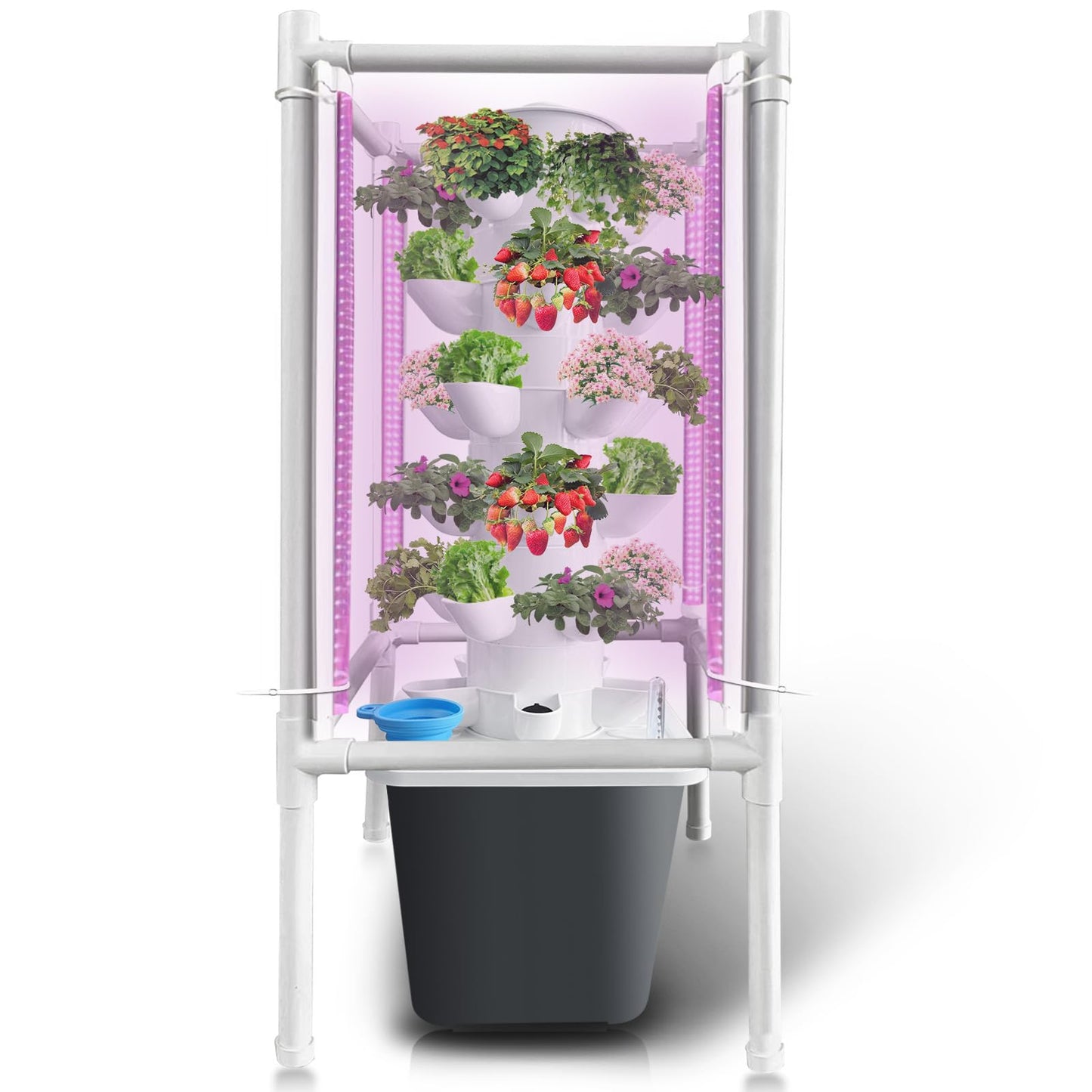 Hydroponic Tower with Grow Lights 30 Plant Growing System Indoor Smart Garden Vertical Garden Planter Germination Kit Including Water Pump and Movable Water Tank Gift for Gardening Lover (30plants)