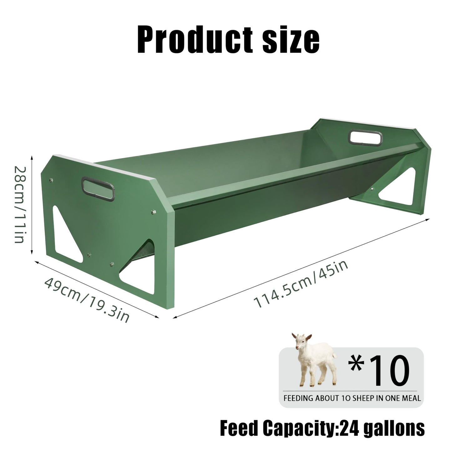 [New Upgrade] Stainless Steel Goat Feeder 45 Inch, Heavy Duty Large Capacity Feed Trough, Thickened Livestock Feeder, Easy to Clean, for Goats, Sheep, Horses, Cattle, Alpacas