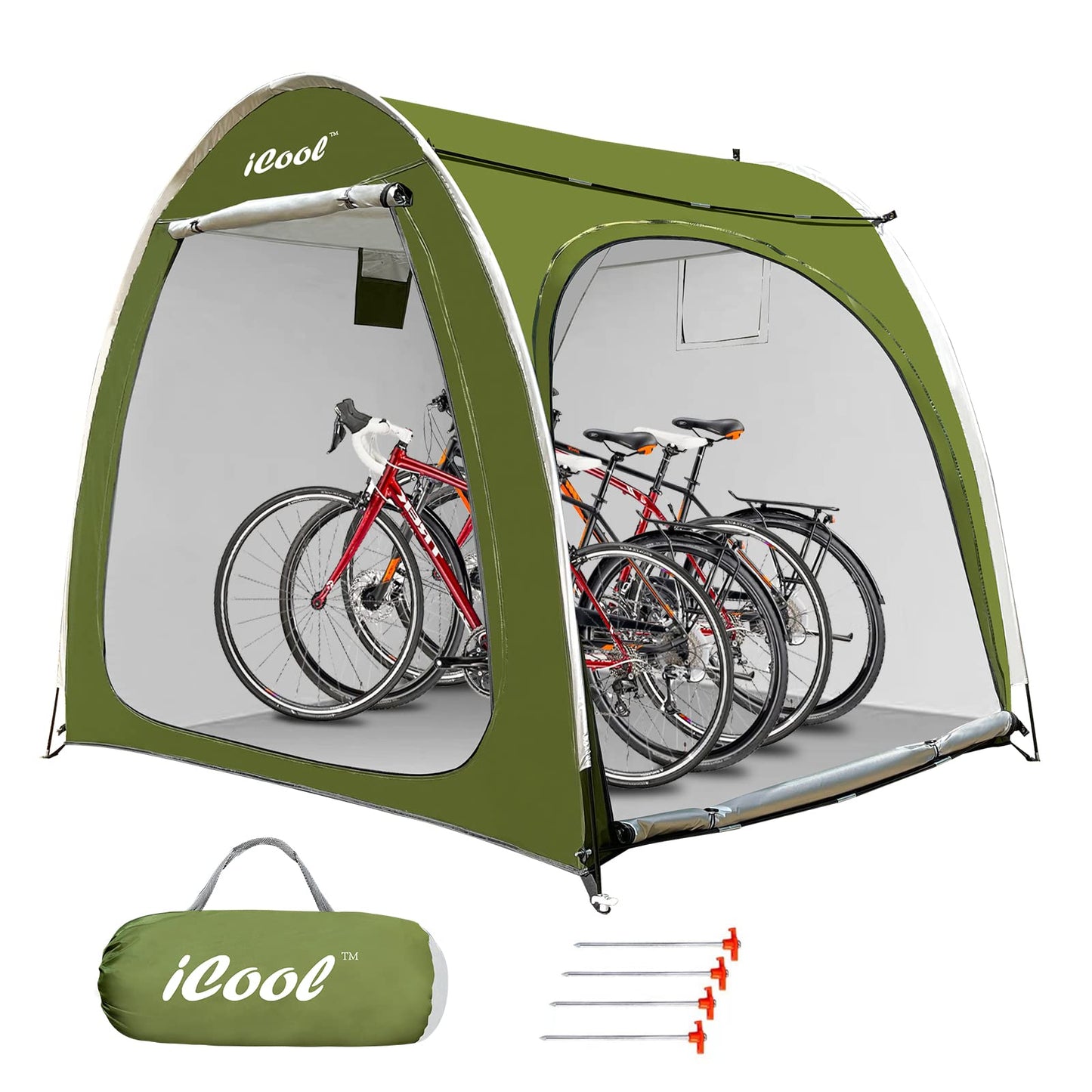 Outdoor Bike Covers Storage Shed Tent, Outdoor Motorcycle Storage shed, Neat Tent Bicycle Cover, Waterproof Storage of 4 Bicycles or Motorcycle (Green)
