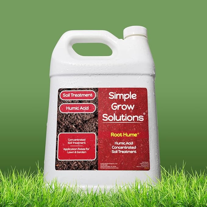 Humic Acid Blend for Lawn and Garden - Root Hume - Concentrated Liquid Soil Conditioner for All Grass Types -Simple Lawn Solutions- OMRI Organic - Use with Fertilizer Program (1 Gallon)