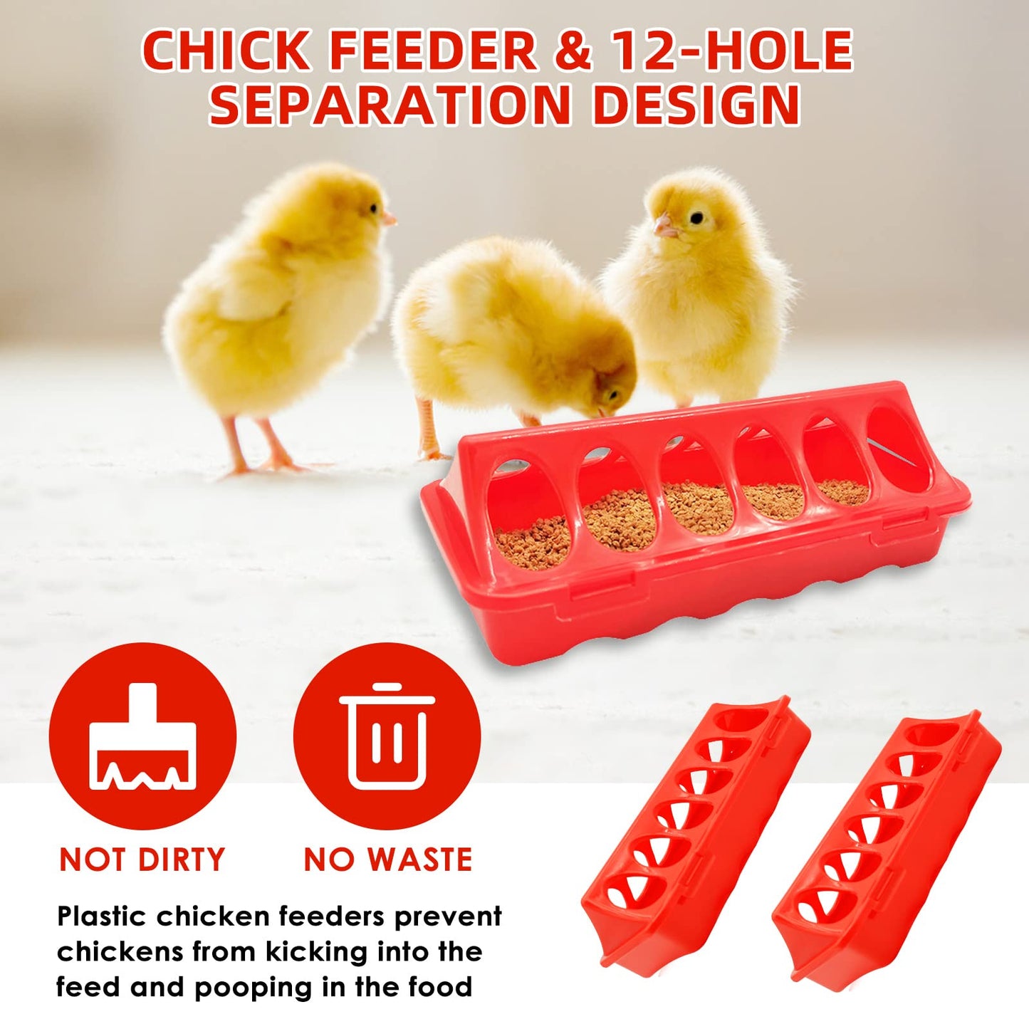 GIFANK Chick Feeder and Waterer Kit with 75W Heat Lamp, Chick Perch, Flip Top Poultry Feeder, Baby Chick Starter Kit for Chick Brooder, Baby Chicken Supplies for Baby Chick, Duck and Quail