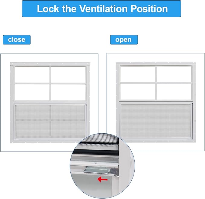 NeatiEase 2 Pack Shed Windows, 36" x 36" Flush Mount Window with Tempered Glass and Fiberglass Screen for Shed, Chicken Coop, Playhouse, Household, Garage