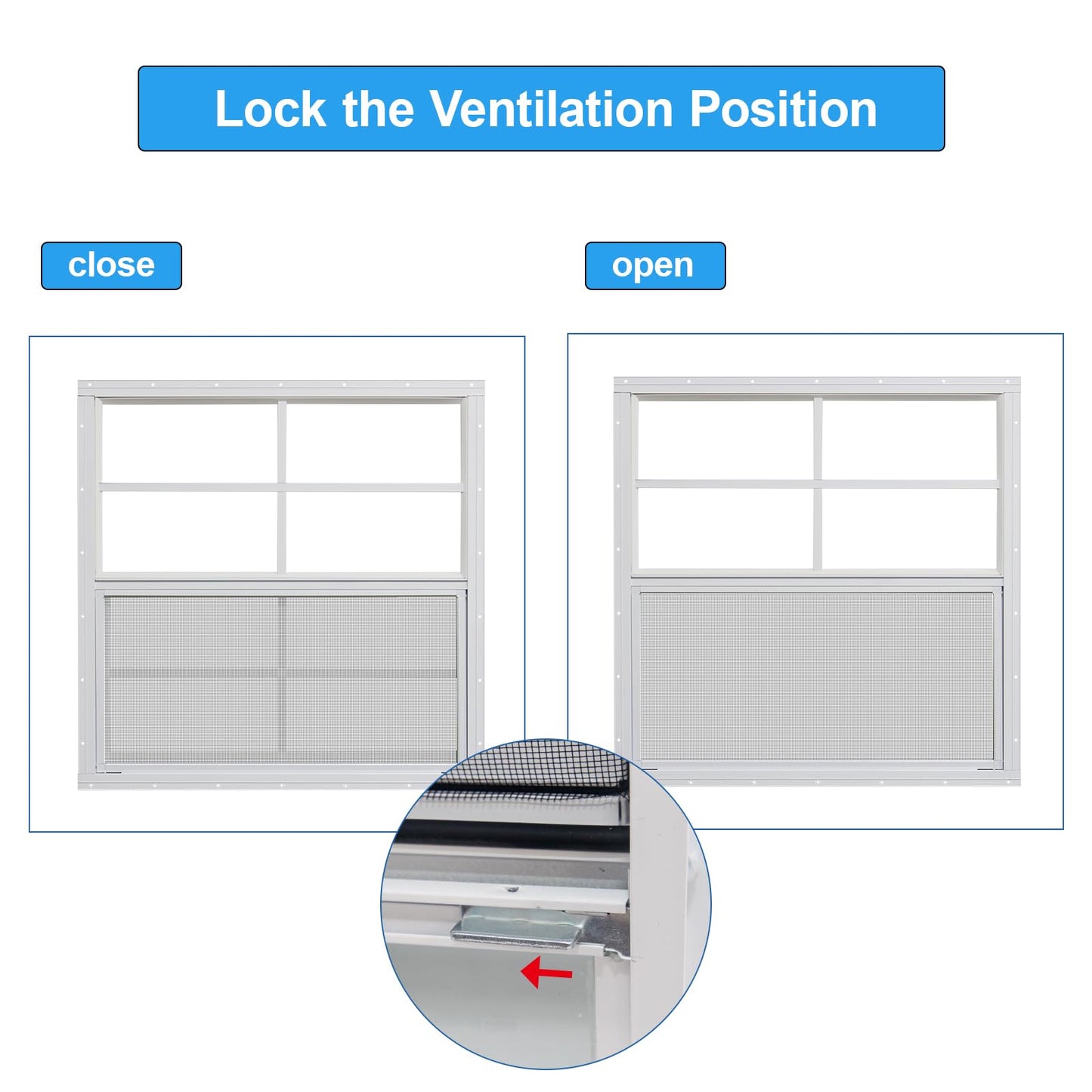 NeatiEase 2 Pack Shed Windows, 36" x 36" Flush Mount Window with Tempered Glass and Fiberglass Screen for Shed, Chicken Coop, Playhouse, Household, Garage