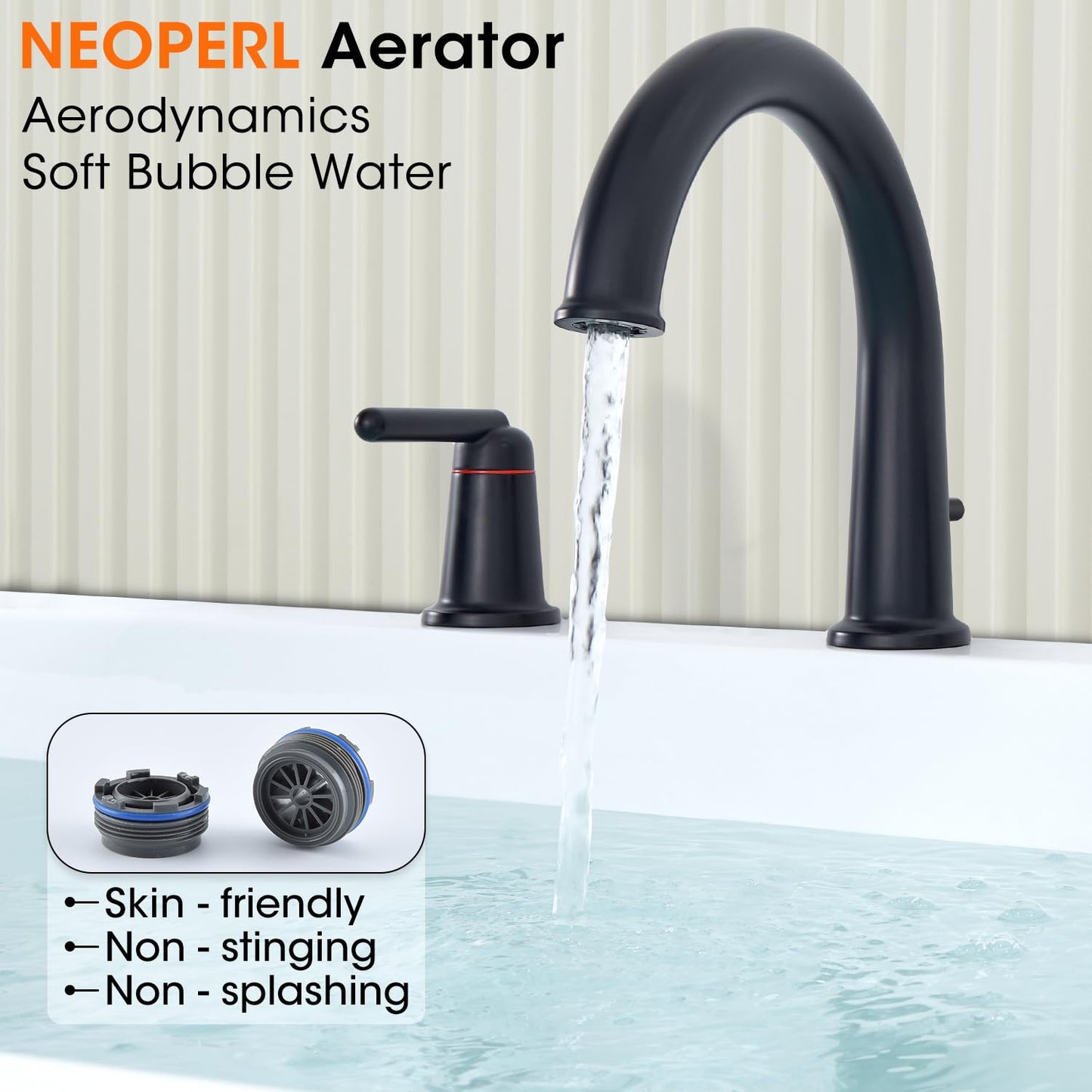 Wintap Bathtub Faucet Trim Kit with Hand Shower and Rough-in Valve Deck Mount 4 Hole High Flow Classic High Arch Tub Faucets Black, WT-9808BK