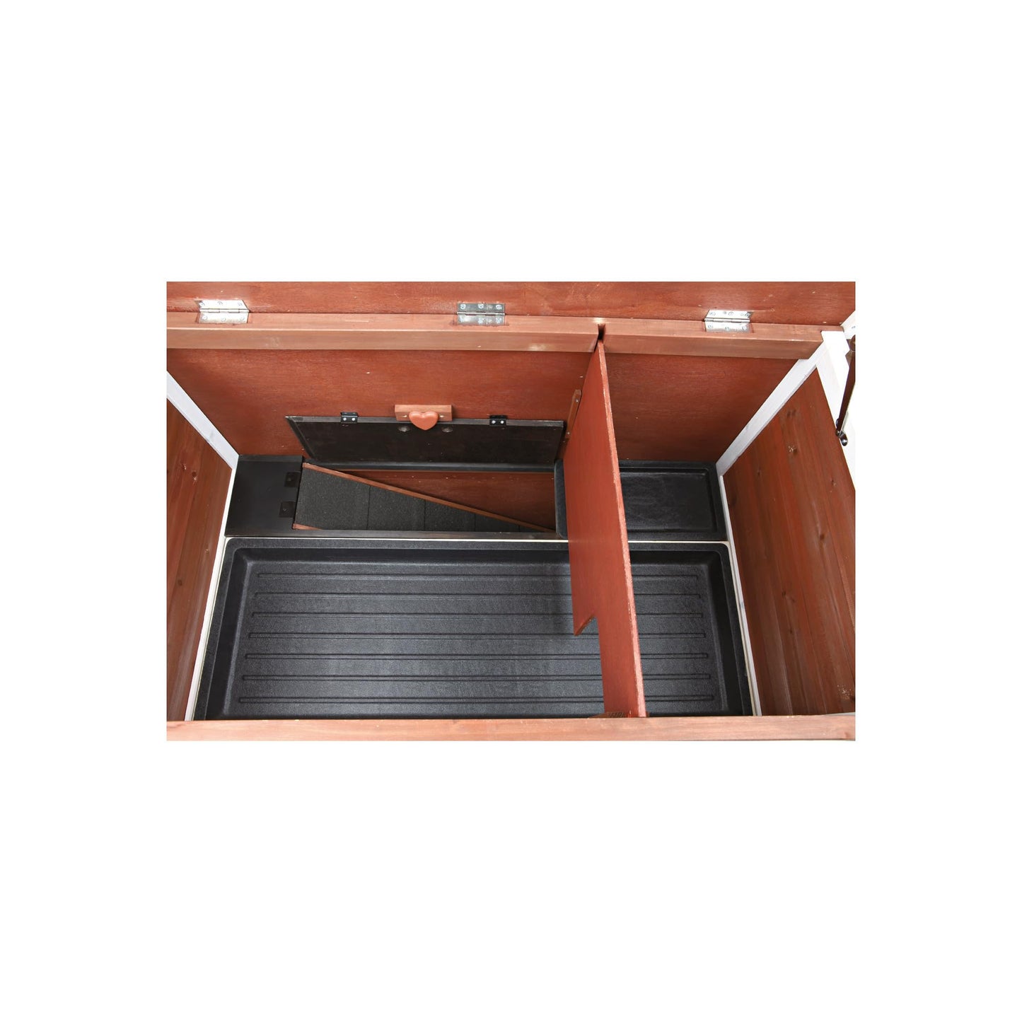TRIXIE natura Outdoor Double Rabbit Hutch - Indoor Small Animal House, Bunny Cage with Two Sleeping & Play Areas - Includes a Non-Slip Ramp Hinged Roof & Two Pull-Out Trays - in Auburn