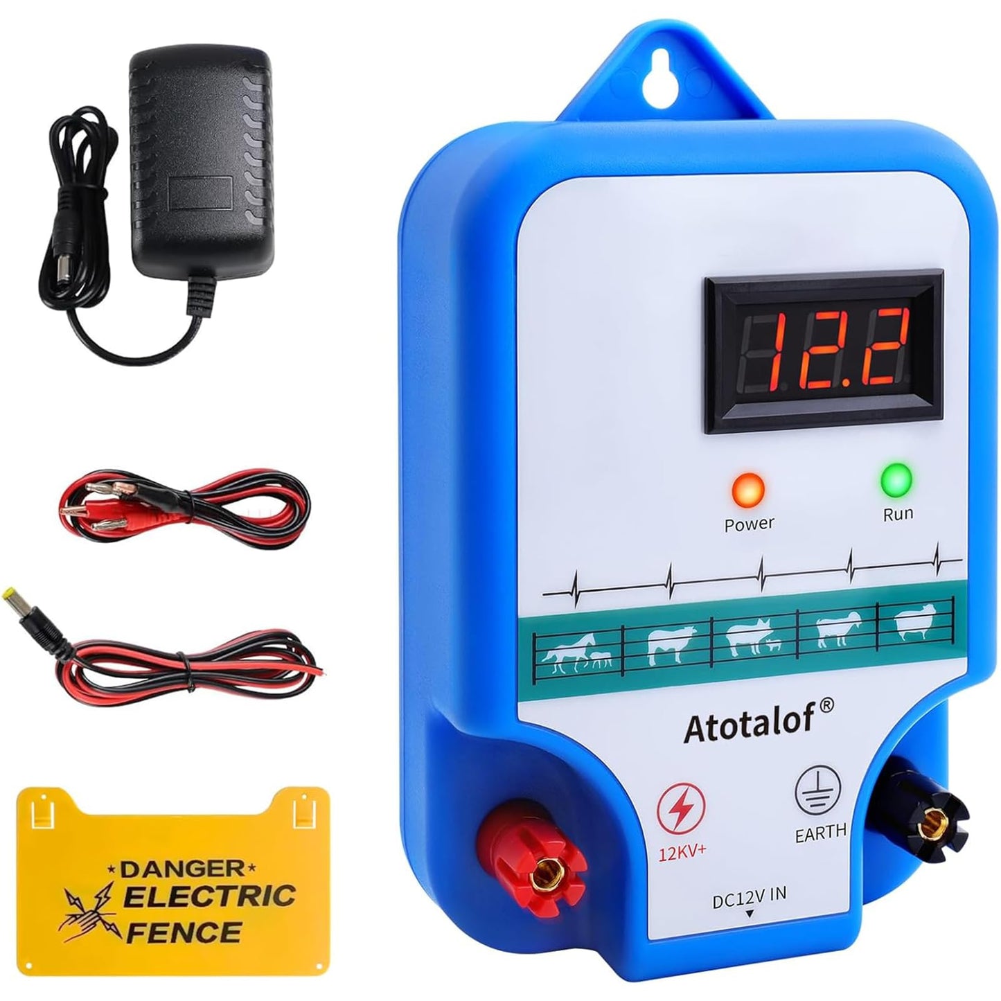 Electric Fence Charger for Livestock - 10 Miles 3 Joule Output Multi Power Electric Fence Controller Livestock Electric Fence Kit