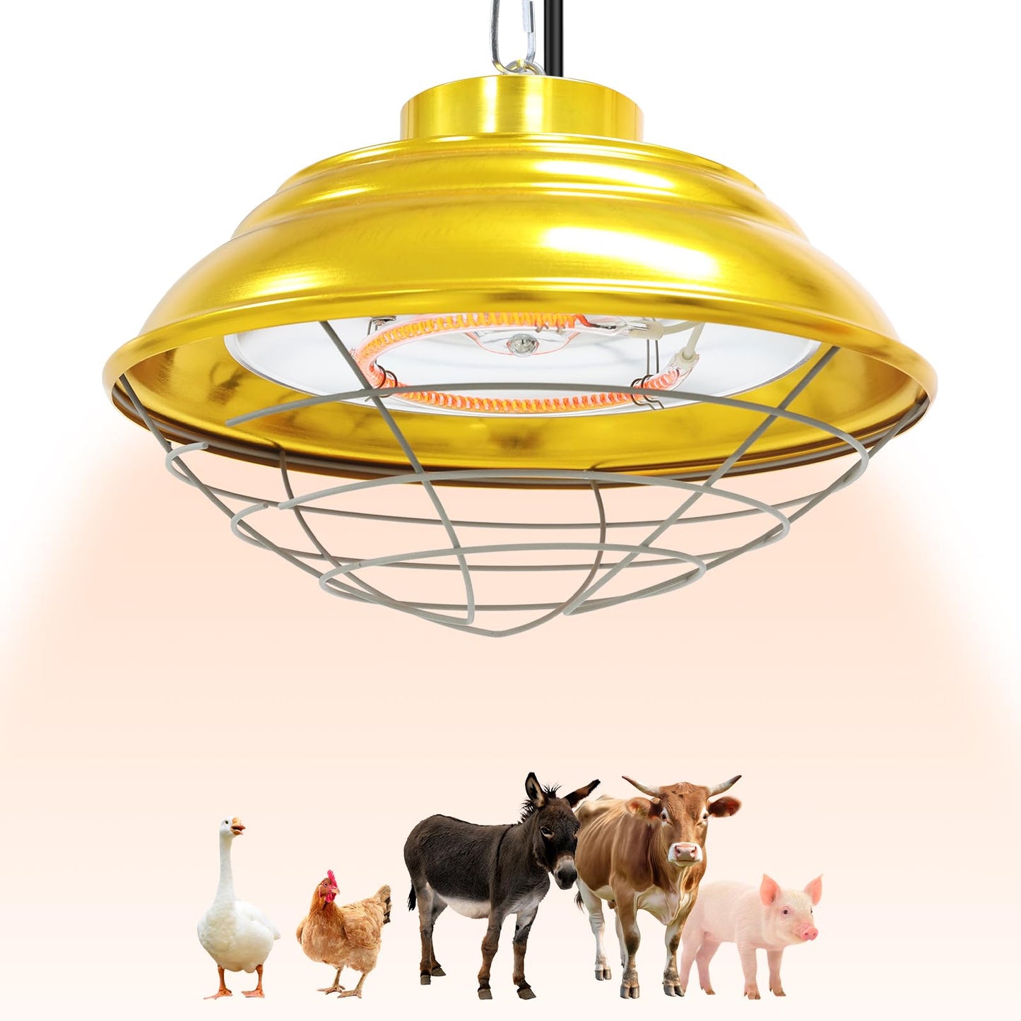 Roodike Hanging Chicken Coop Heater, 600W/300W 2 Heating Levels Premium Waterproof Large Range Heaters for Cattle, Horses, Donkeys, Poultry, Greenhouse Plant
