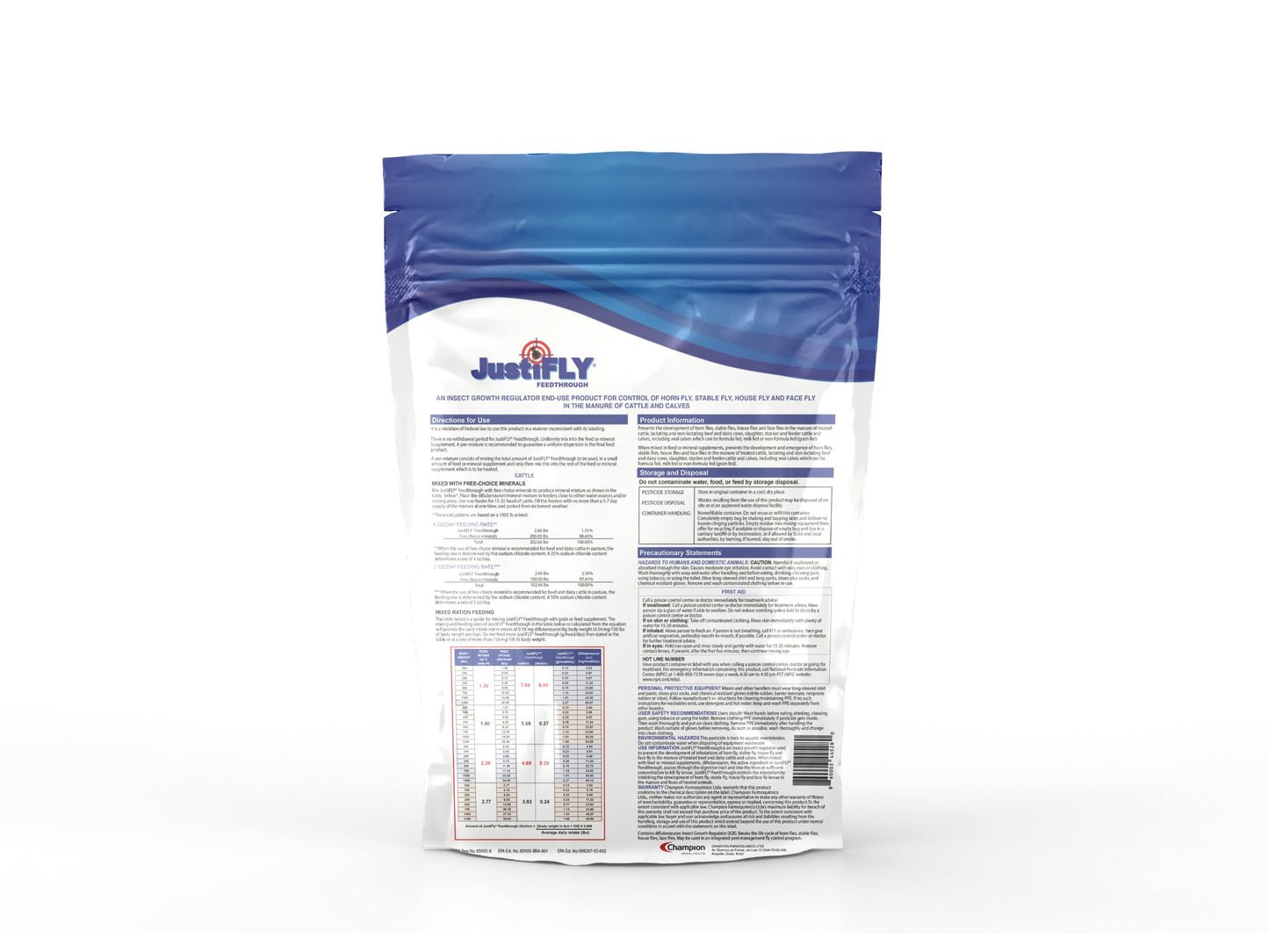 JustiFLY Feedthrough Cattle Fly Control, 12 lb | Non-Toxic Larvicide. Controls All Four Fly Species That Affect Cattle. Over 50 Million Head Treated (12lb, New)