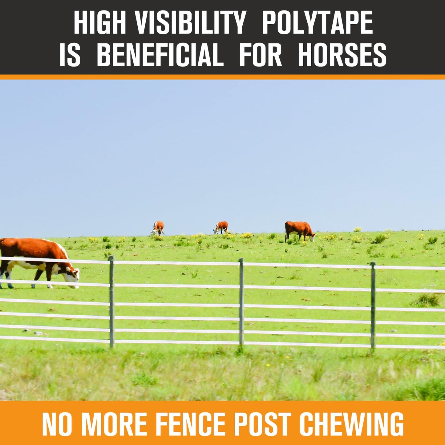 Wowangce 1 Roll 3/4 Inch x 2000 ft Electric Fence Tape for Livestock Polytape Fencing Horse Fence with High Visibility