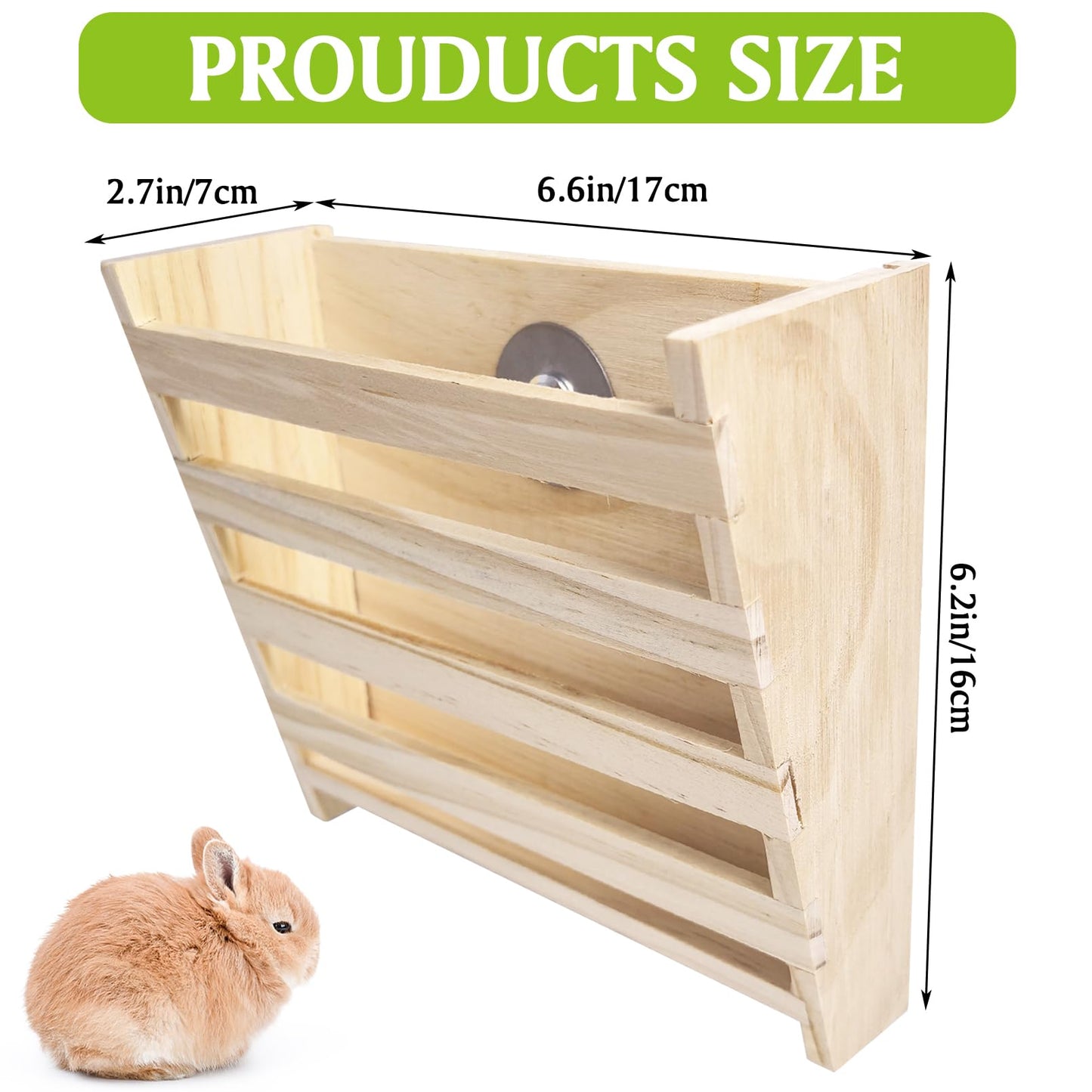 Hamiledyi Small Rabbit Hay Feeder with Litter Box Wooden Food Feeding Manger Bunny Hay Dispenser Small Animals Grass Holder for Guinea Pig Hamsters Bunny Chinchilla