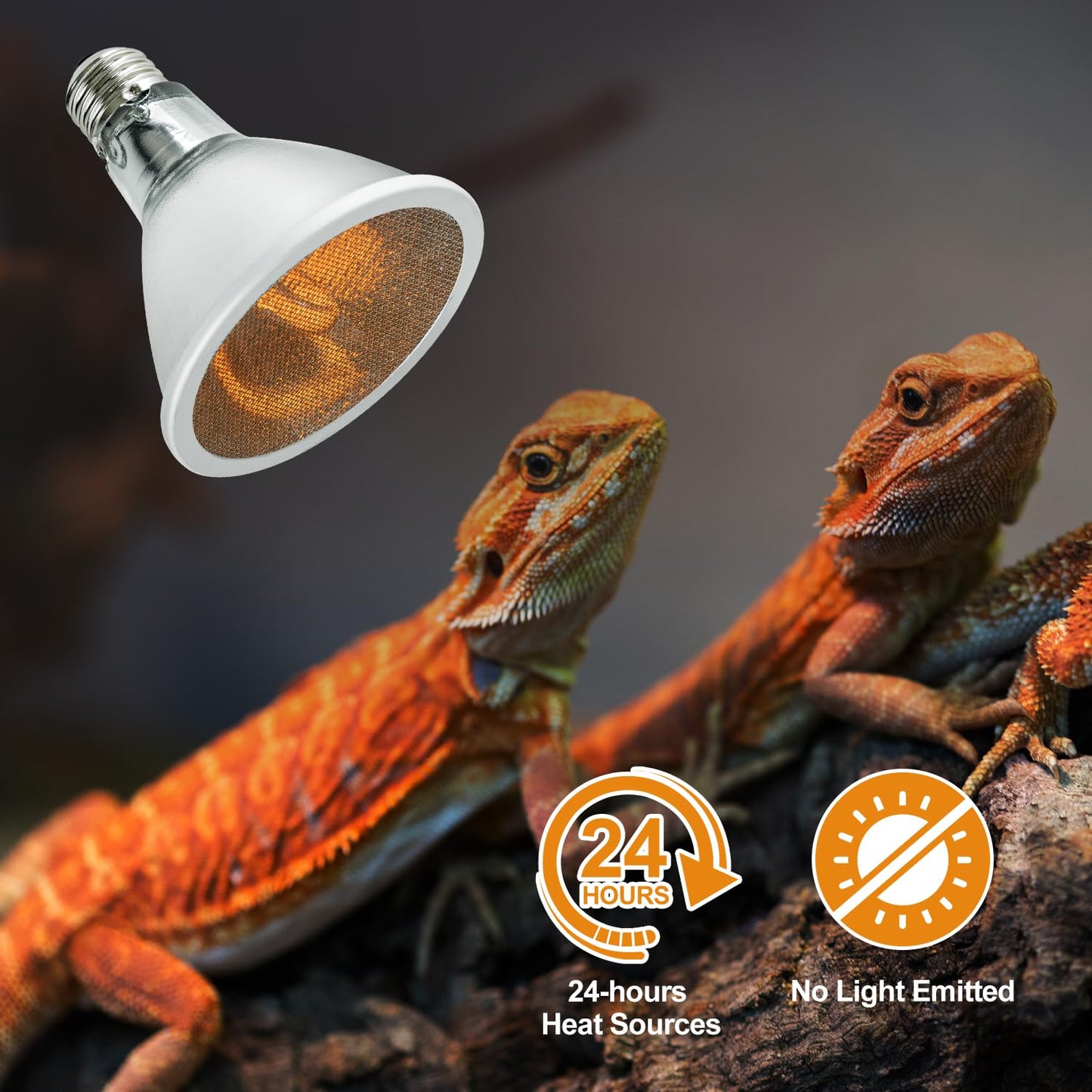 REPTI ZOO Reptile Basking Heat Lamp Bulb, 100W Splashproof Energy Saving Deep Heater Non-Luminous Carbon Infrared Heat Bulb for Reptile Amphibians