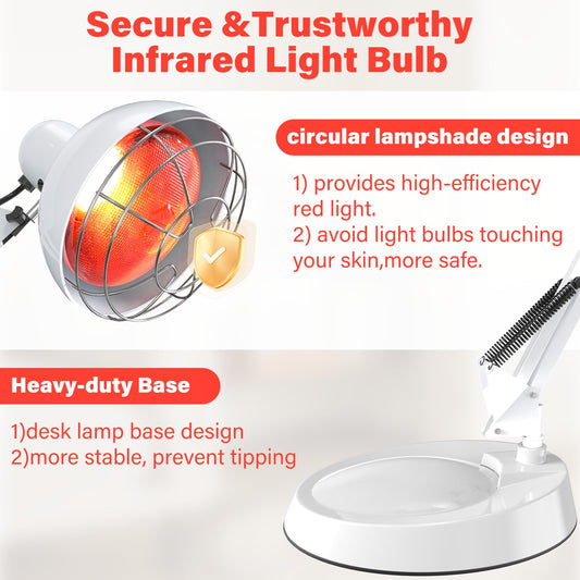 Near Infrared Lamp, Infrared Therapy Bulb Heat Lamp Red Light Therapy for Body Joint Pain and Muscle Aches Infrared Light Home Use Device