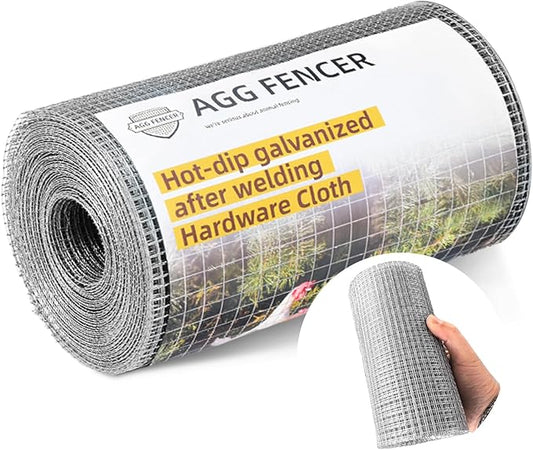 8inch x 25ft Hardware Cloth 1/4 inch Chicken Wire Fencing 23Ga, Hot Dipped Galvanized After Welding Garden Plant Supports Welded Metal Chicken Wire Fence, Poultry Animal Netting Cage Screen