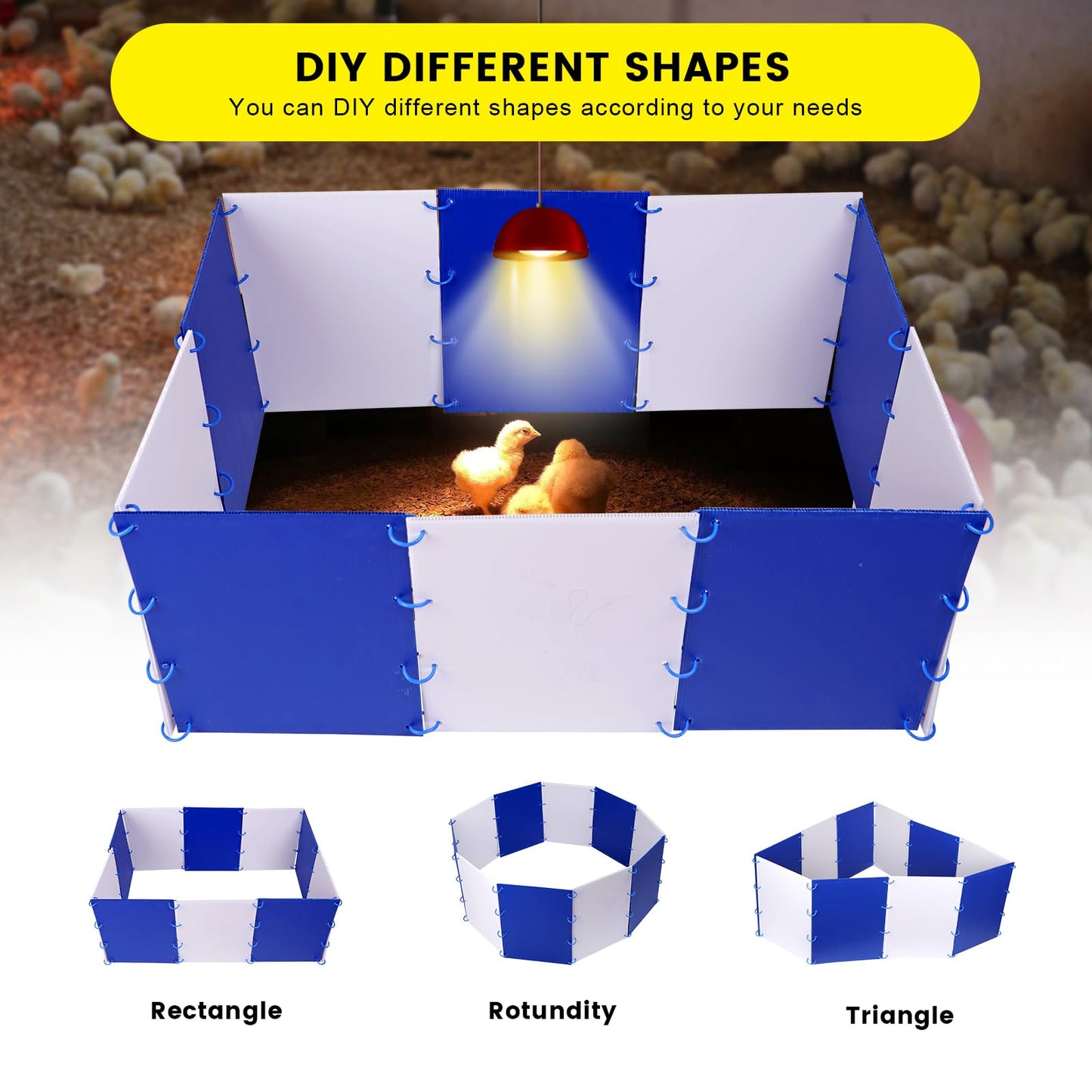 NAOEDEAH Chick Starter Kit Chicken Brooder Box for 15 Ducks Chicks Portable Coop & Chicken Cage Dog Playpen Panels for Small Animal
