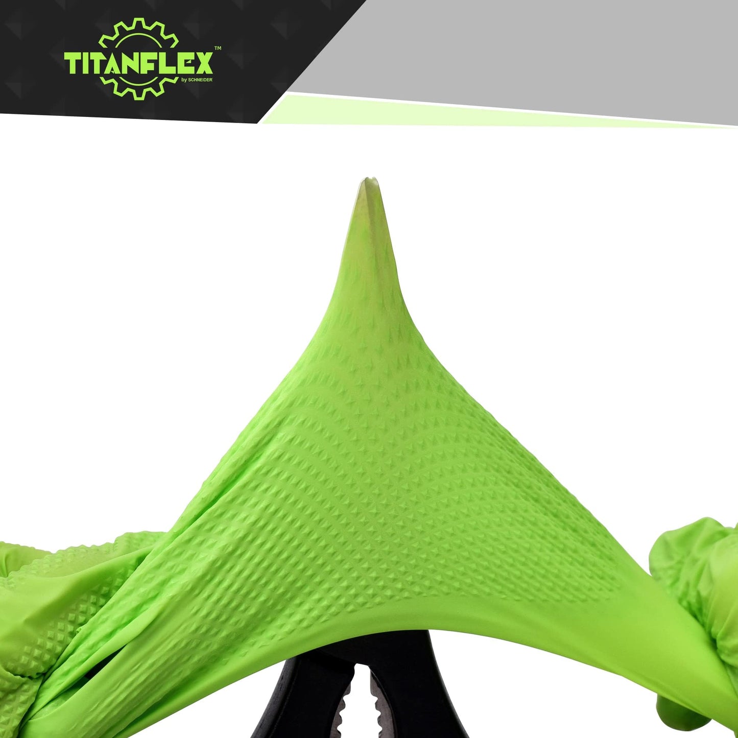 TitanFlex Heavy Duty Green Industrial Nitrile Gloves, 8-mil, Large, Case of 1000, Latex Free, Raised Diamond Texture Grip, Powder Free, Food Safe, Rubber Gloves, Mechanic Gloves