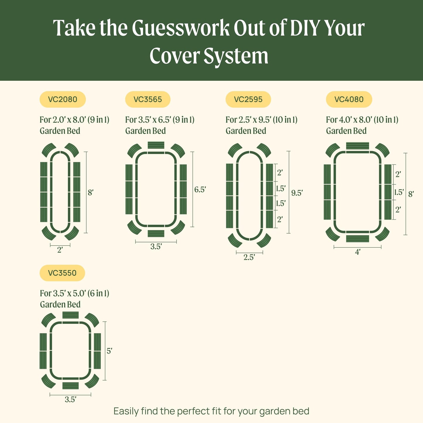 Vego garden Cover System for 4.0' x 8.0' (10 in 1) Garden Bed