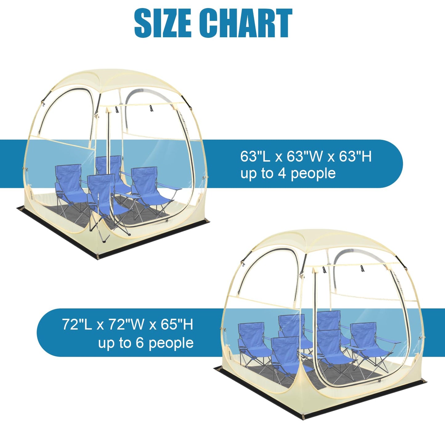 Eapele Sports Tent - Instant Pop-Up Shelter, Fits 6 Person Compact or 4 Person Comfortably, Rain Protection for Sports, Camping, Fishing & Parades