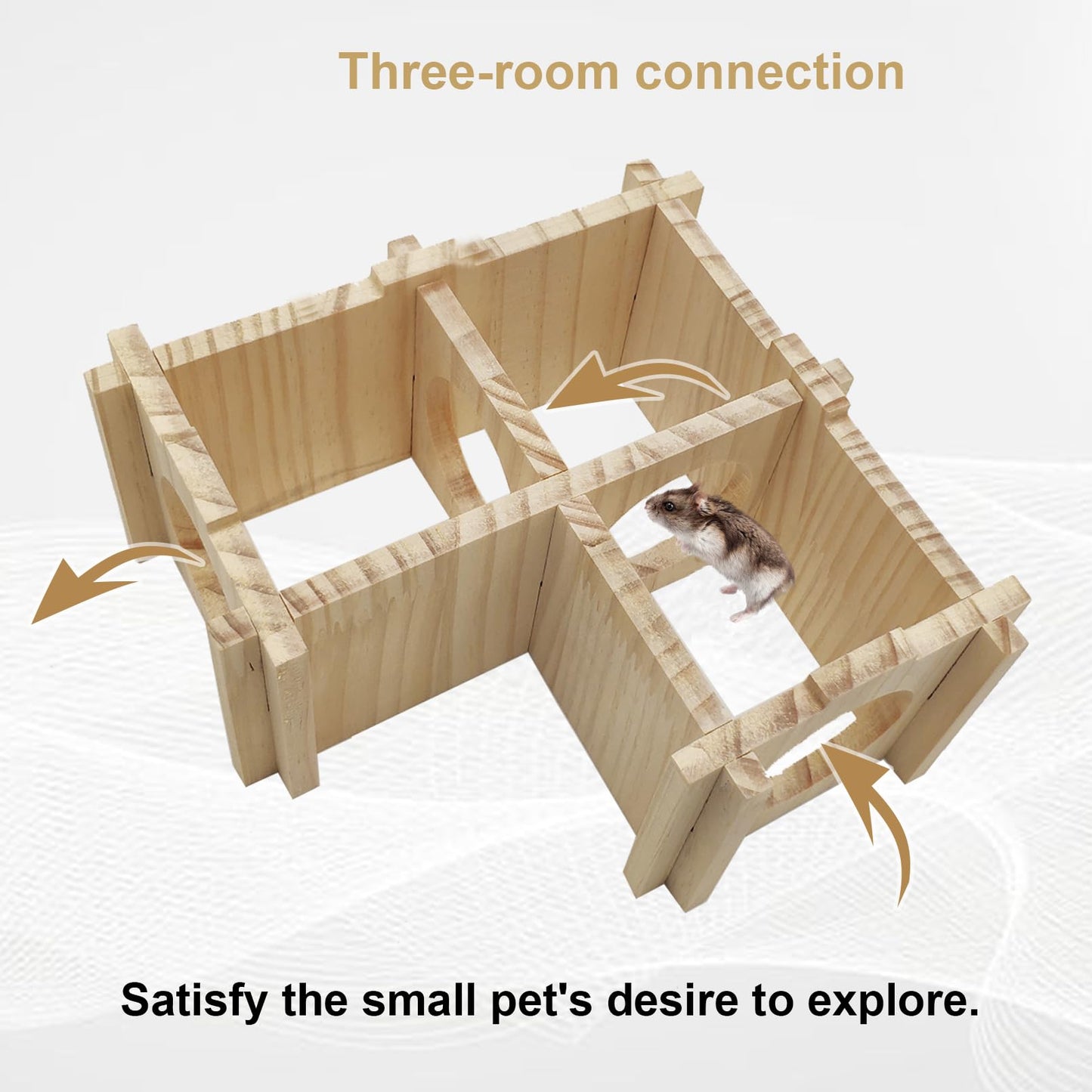 Wooden Hamster Hideout Hamster Wood House with Ladder Hides Platform Decor Detachable Small Animals Cage Accessories for Rat Gerbils and Other Small Pets