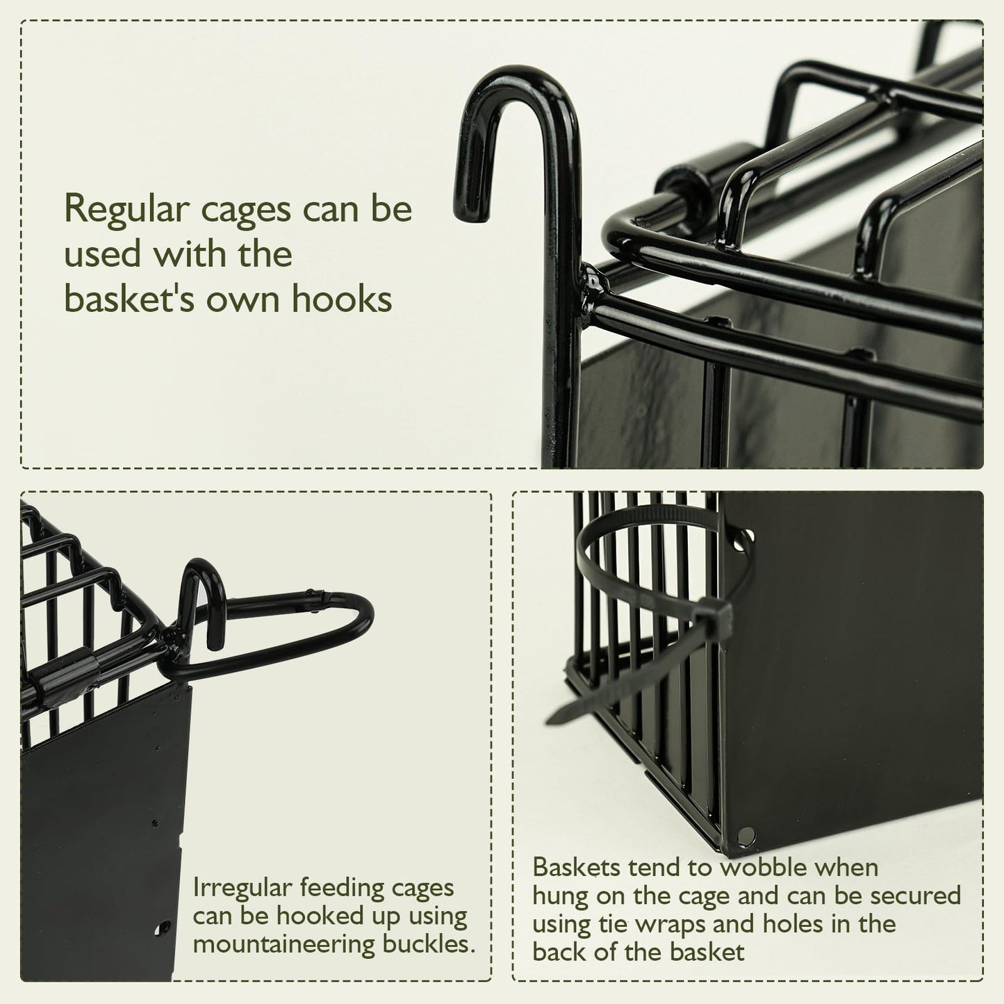 ANDOUNIER New Upgraded Rabbit Hay Feeder,Comes with Lid to Prevent Critters from Jumping in,Metal Frame Hay Rack with Adjustable Hook,for Rabbits Guinea Pigs Bunny Chinchillas Small Animals (Black)