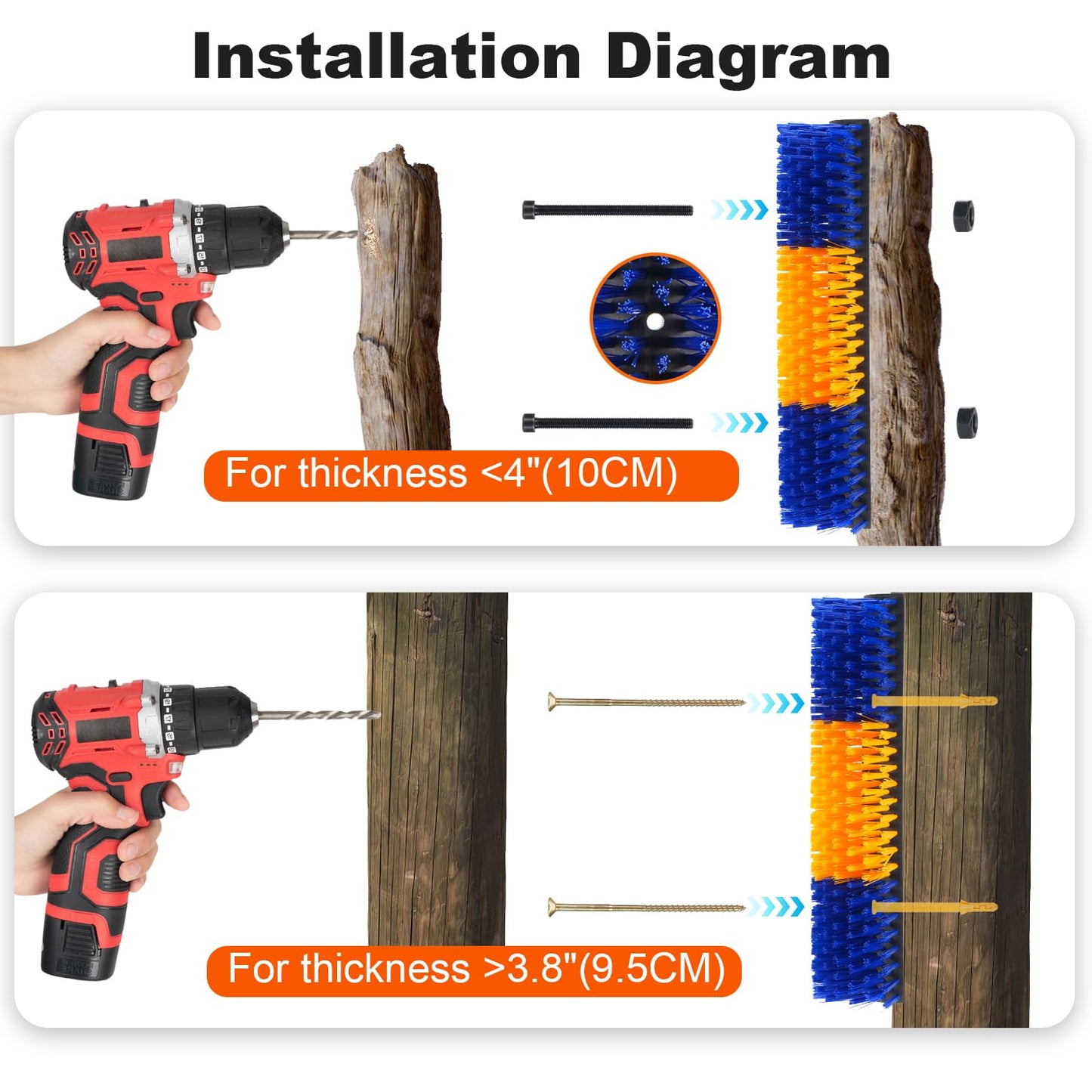 Uross Livestock Scratching Brush 2PCS- Goat Horse Cow Scratching Post for Grooming, 17" x 7.9" Horse Cow Cattle Goat scratcher Brush with 8 Screws for Back Itch Relief & Keep Cleaning, Darkblue&Yellow