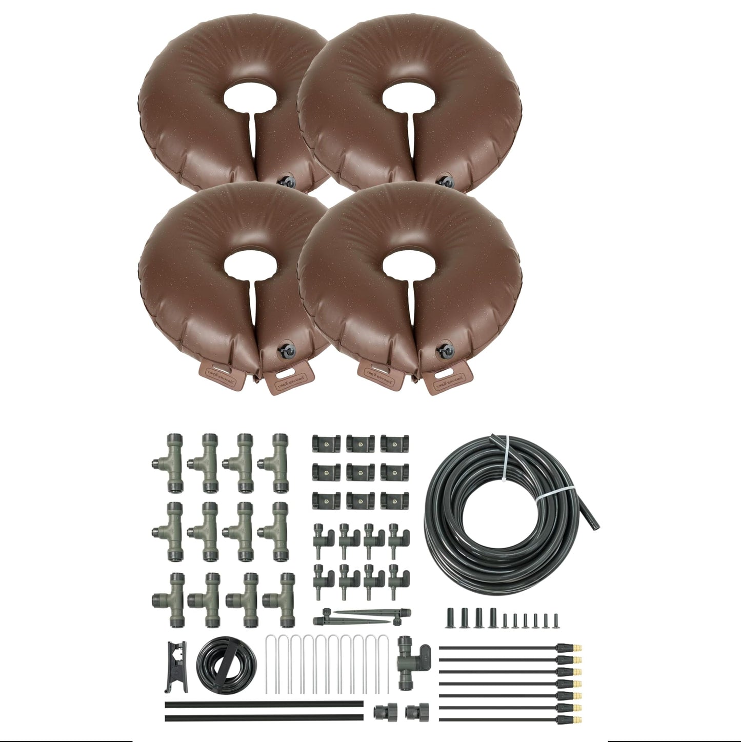 16 Gallon Tree Watering Bag 4 Pack and 24.5ft Drip Irrigation System for Raised Garden Beds