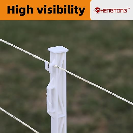 Electric Fence Poly Rope 656ft (200m), 1/4 inch (6mm) Upgraded Portable Polyrope, 6 x 0.18mm Strong SS Conductors, Electric Fence Rope for Horses, Safe Enough for Large Animals (White)