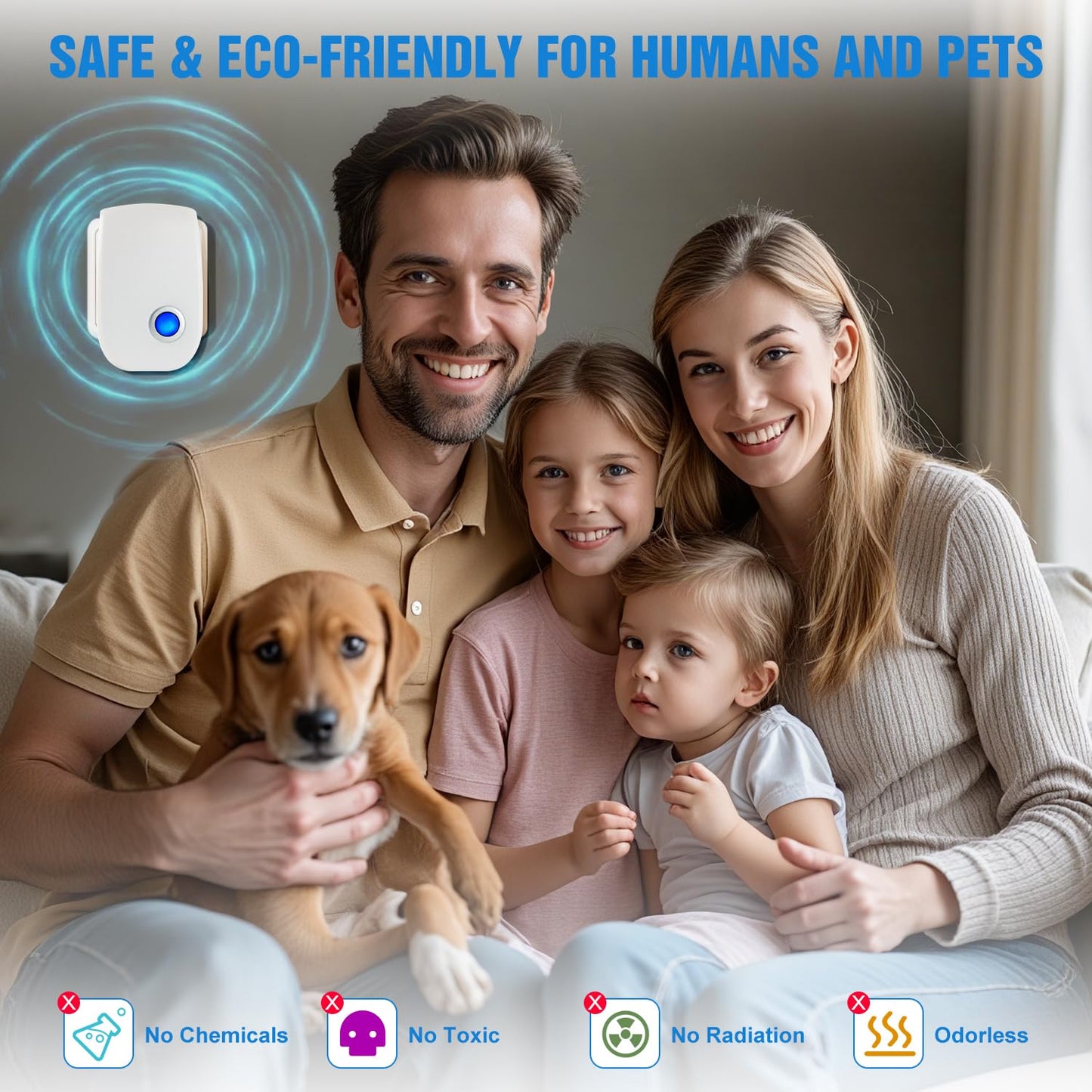 Upgraded Ultrasonic Repellent 6 Packs Pest Control Electronic Plug in for Cockroach Bugs Insects Spider Rodent Mosquitoes Mouse Repeller for Home Garage Hotel Office