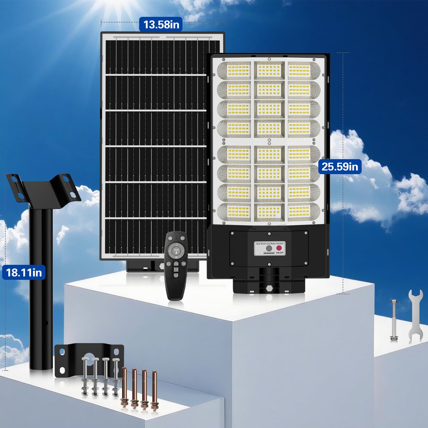 Leadzon 2Pack Medium Modular Solar Street Light+2Pack Large Unified Solar Street Light