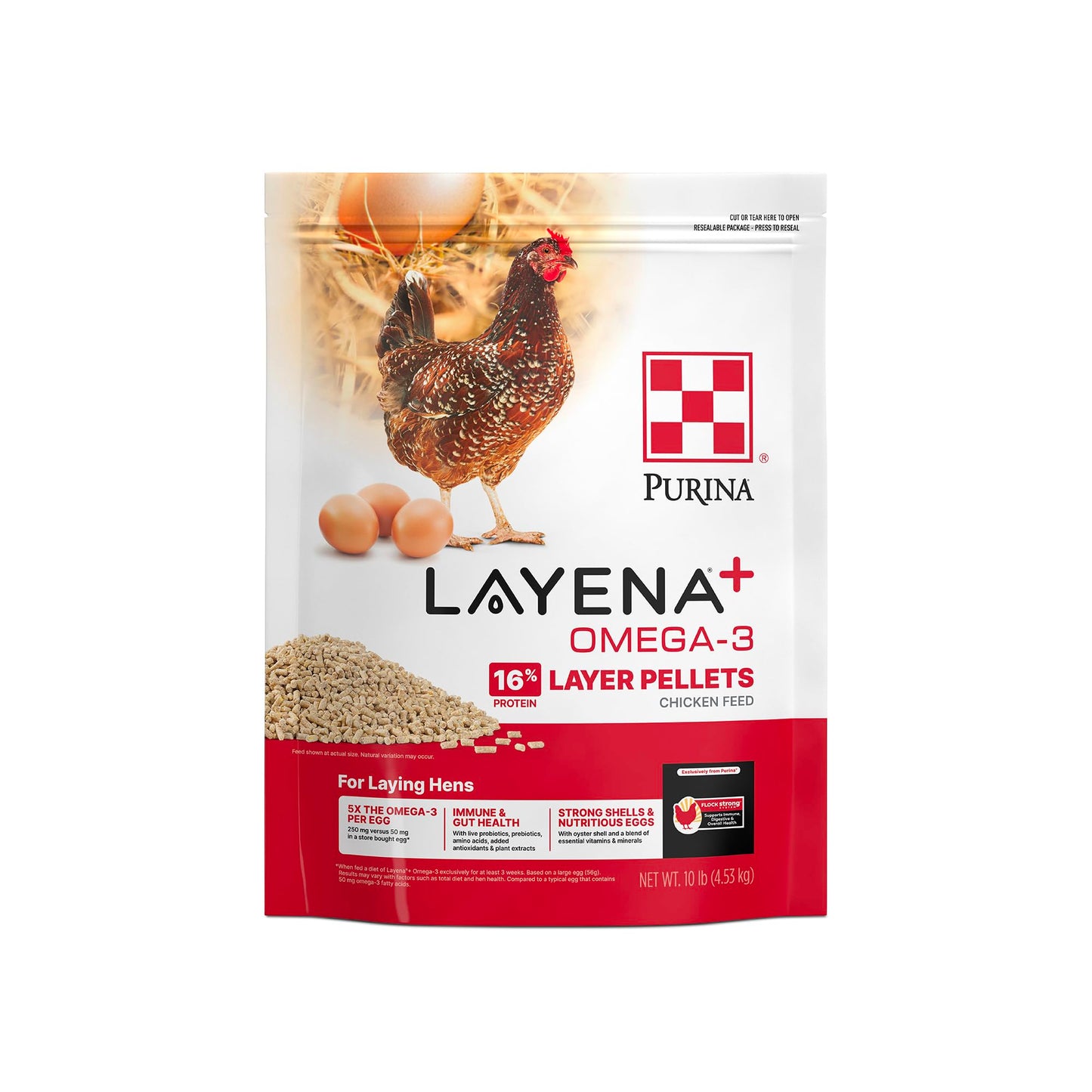 Purina® Layena®+ Omega-3 Chicken Feed Pellets, 10 Pound Bag
