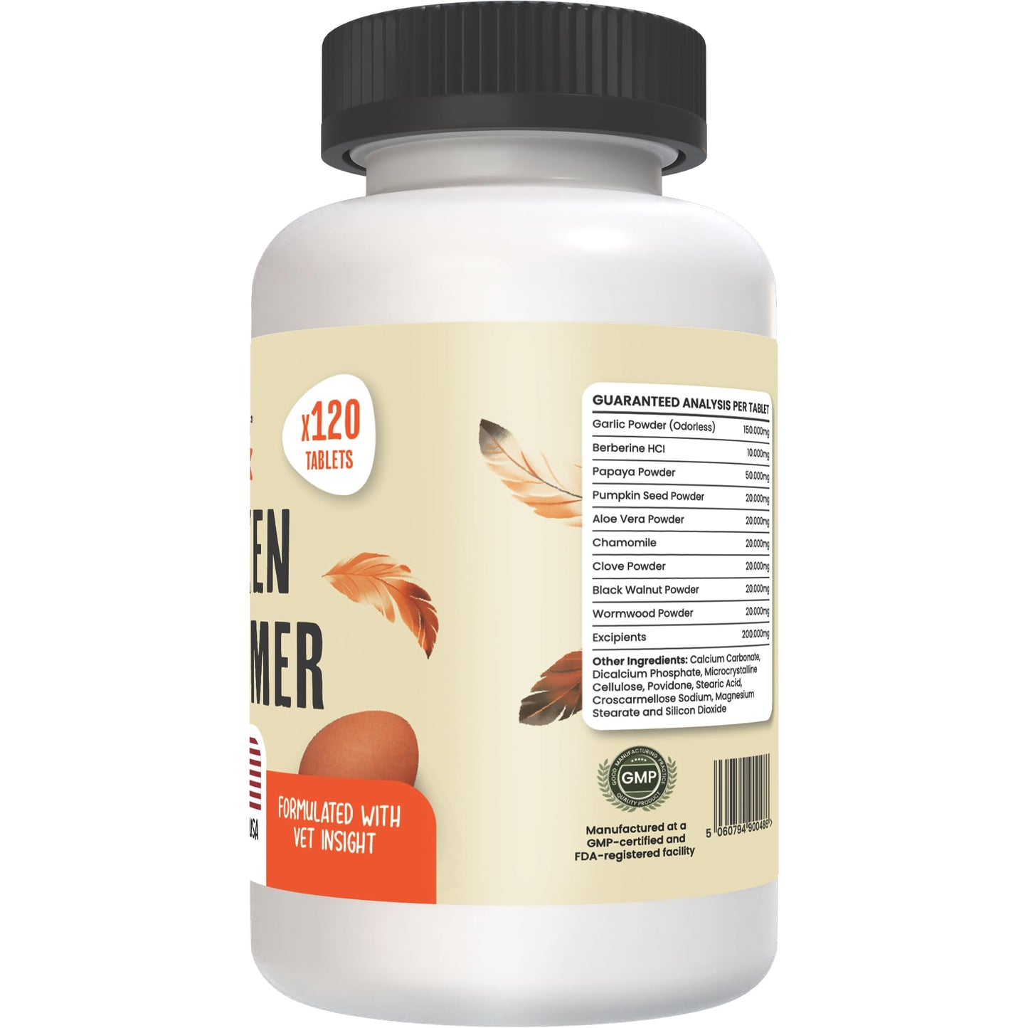 Roosty's Naturals De-Wormer for Chickens | 120 Count | All-Natural Formula | US-Made Chicken Wormer, Poultry De-Wormer |