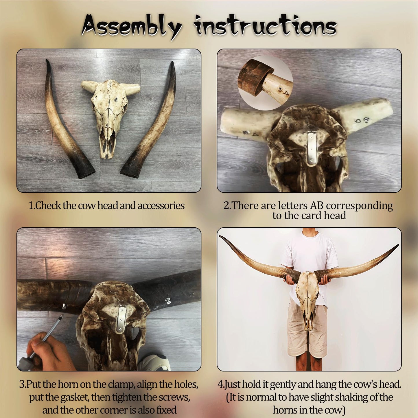 Cow Skull Wall Decor,Long Horn Cow Skull Wall,Resin Skull Sculpture Wall Hanging Art,Faux Taxidermy Head Wall Decor,Bull Skull Wall Decor for Rustic Farmhouse Style,Home Office-71Inch (jumbo Brown )