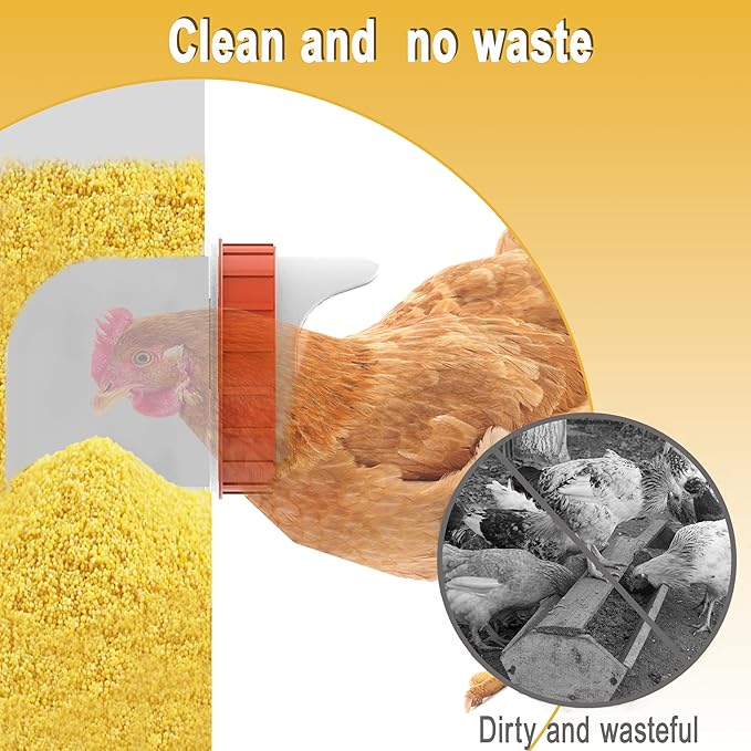XINYI 35 lb Automatic Chicken Feeder 6 Ports, Metal Chicken Feeder No Waste, Rodent Proof Chicken Food Dispenser System, Weatherproof Duck Feeder 7.1 Gallon