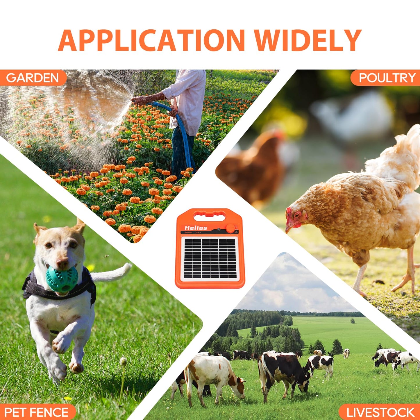 ANDMON MINI160 10 Miles Solar Fence Charger, 0.16 Joule Solar Electric Fence Charger for Livestock, Pigs, Horses, Cattle Sheep, Solar Powered Electric Fence with Day or Night Mode, Easy Installation