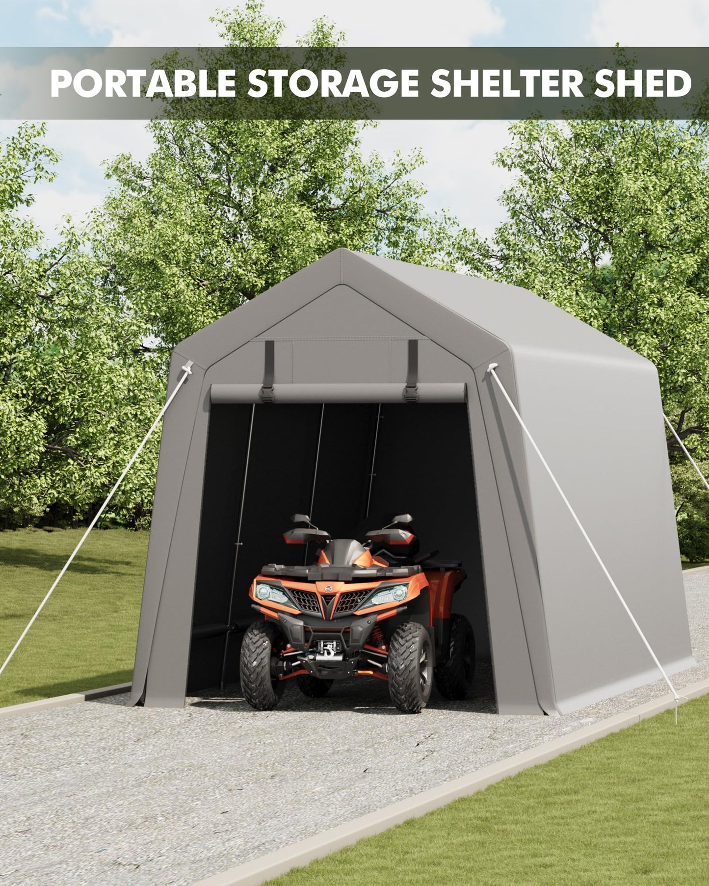 VerisShade 10 x 15 ft Carport Storage Shed, Shelter Logic with 2 Roll-up Zipper Door, Heavy Duty Waterproof Tarp, Storage Tent for ATV, Motorcycle, Bike, Garden Tools, Firewood