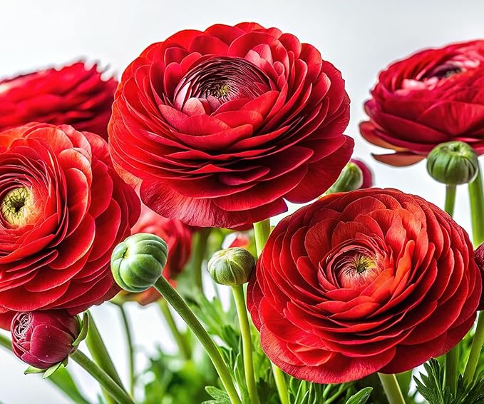 Ranunculus Flower Bulbs for Growing - Perennial Flowers with Extended Bloom Times - Ranunculus Corms for Planting (10 Red Corms)