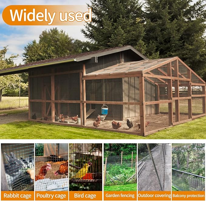 48"x100' Hardware Cloth, 1/2inch 19Ga Hot-Dip Galvanized After Welding Chicken Wire Fence, Galvanized Wire Mesh Roll Prevent Snake, Raccoons, Foxes, Raised Garden Bed Supports Wire Mesh