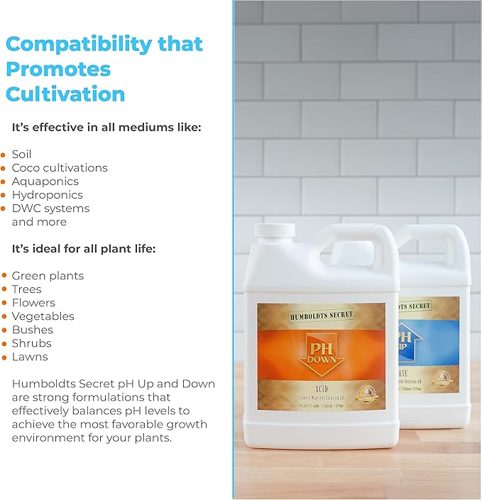 Humboldts Secret pH Up and pH Down Control Kit | Liquid Nutrient Solution Balancer for Plants | for Soil, Hydroponic, Coco, and DWC Systems | Supports Nutrient Absorption and Growth | 128 Ounce