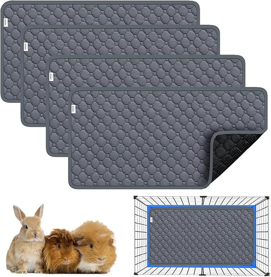 Guinea Pig Cage Liners, Washable Guinea Pig Bedding for C&C Cage 2x1 4 Pack, Reusable & Anti Slip & Waterproof, Absorbent Guinea Pig Pee Pad for Small Animal, Rabbit, Bunny, Chinchilla