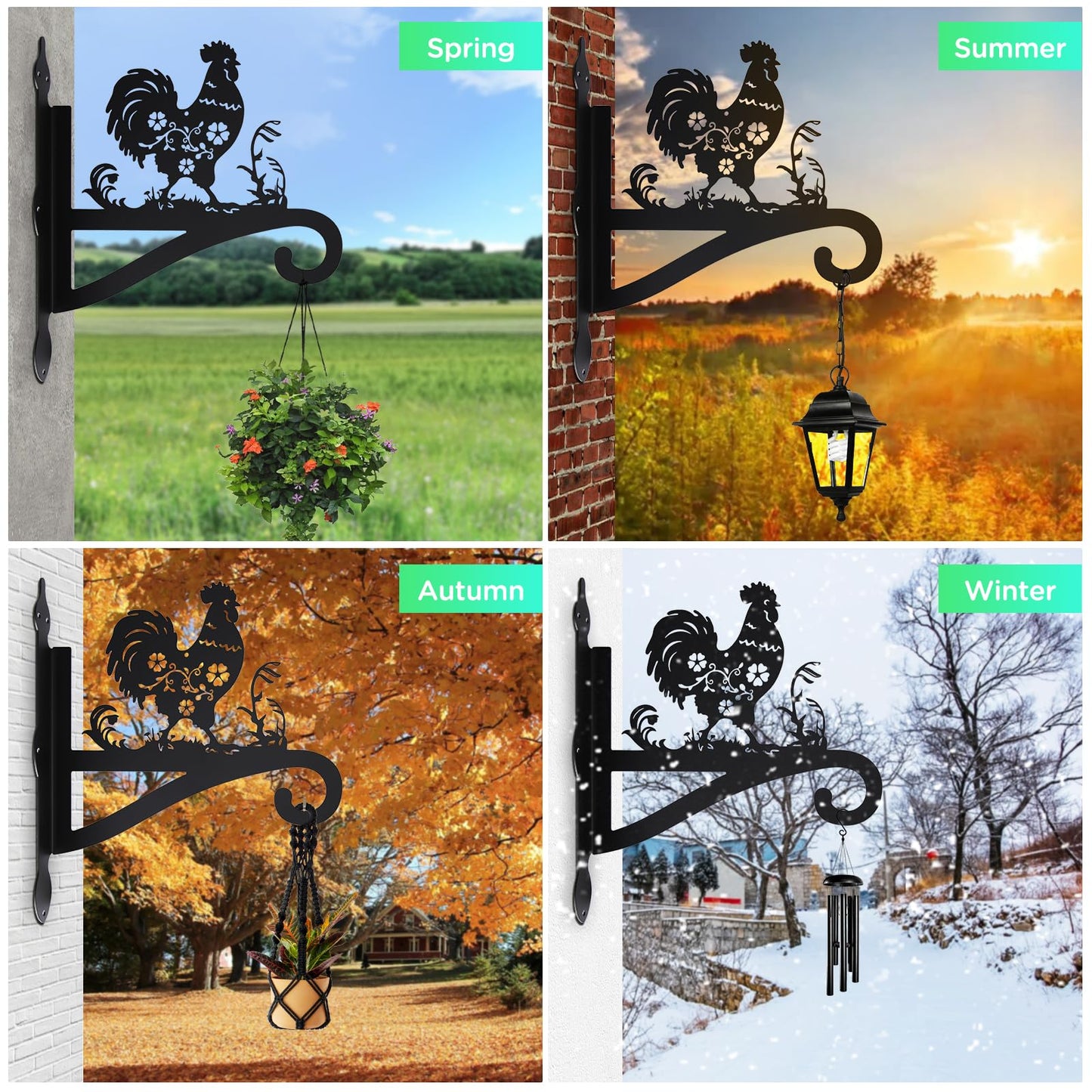 Plant Hanger Outdoor & Indoor, Chicken Decor Hanging Basket Hooks, Wall Hangers for Hanging Plant, Flower Basket, Bird Feeder, Lantern, Wind Chimes, Chicken Coop Accessories-Patio, Garden, Home Decor