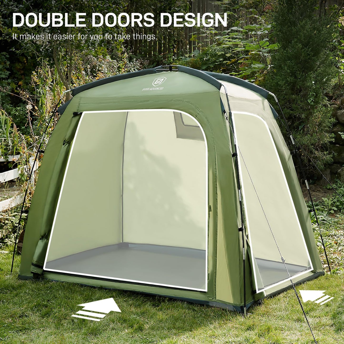 EVER ADVANCED Bike Storage Tent, Portable Bike Shed for 3 Bikes, Storage Sheds with PU4000 mm Water-Resistant for Bicycles, Motorcycles, Lawn Mower, Garden Tools, Lightweight Bike Tent, 6.6'x4'x5.4'