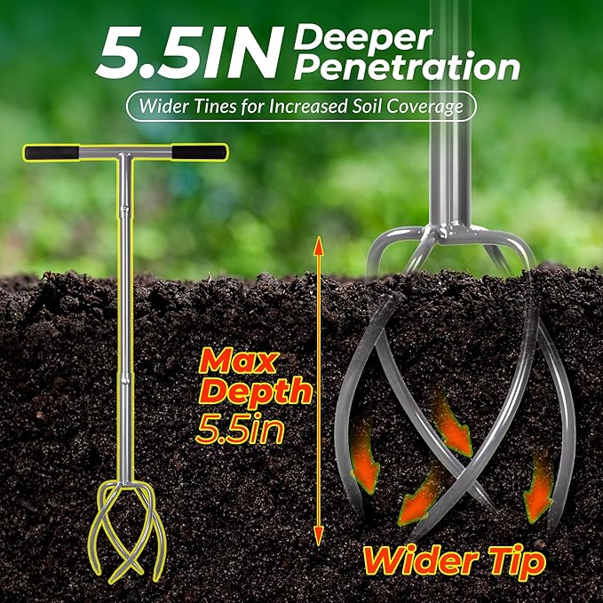 Walensee Upgrade Twist Tiller Manual Hand Tiller Garden Claw Cultivator with a Removable Big Claw, Garden Claw Tool Long Handle Steel Tiller Lawn Aerator Soli Lossener for Gardening Bed and Plant Box