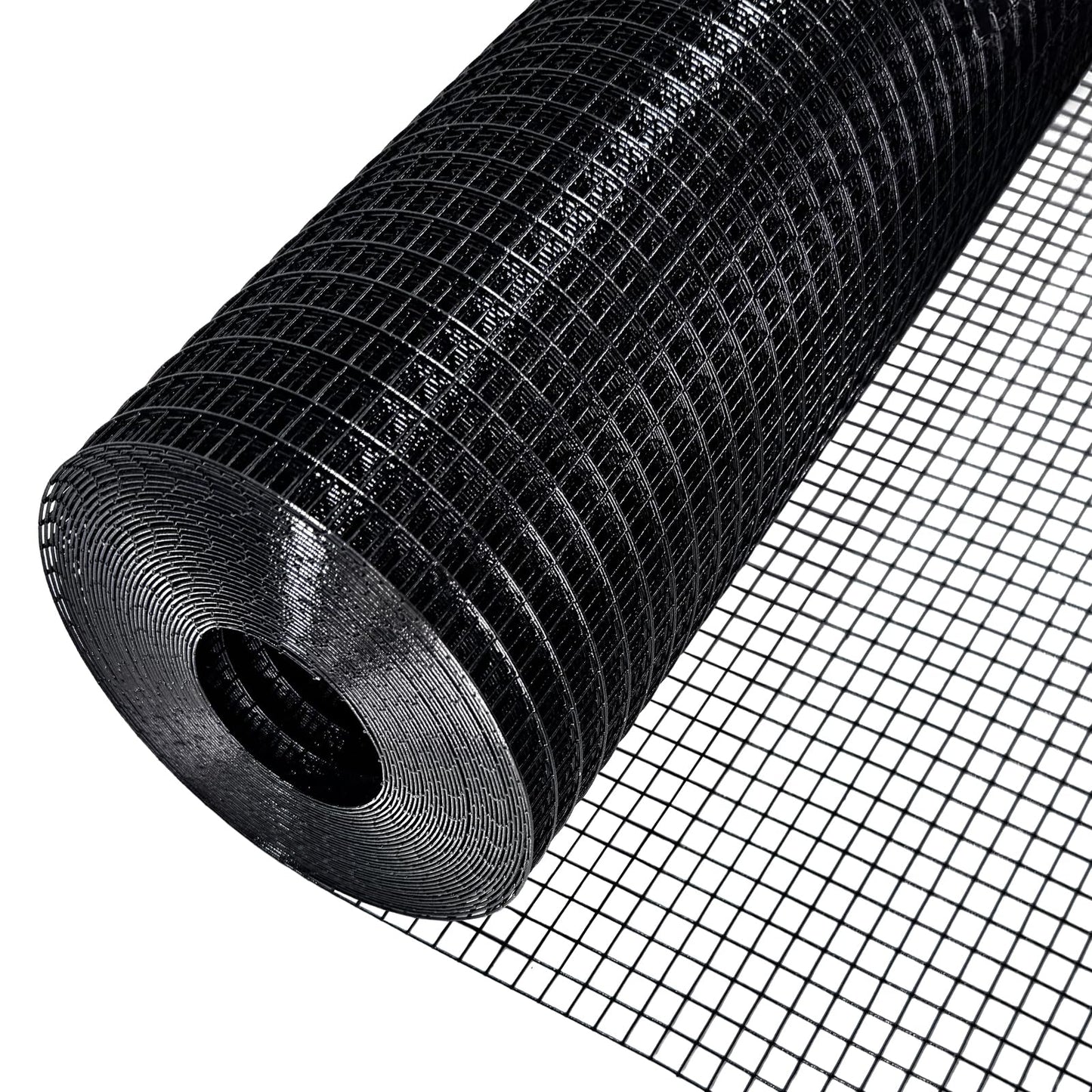 LAN JIA Black Hardware Cloth 48 in × 100 ft, 19 Gauge 1/2 inch Black PVC Vinyl Coated Welded Wire Fence Supports Poultry Netting Chicken Coop Cover Wire Fencing
