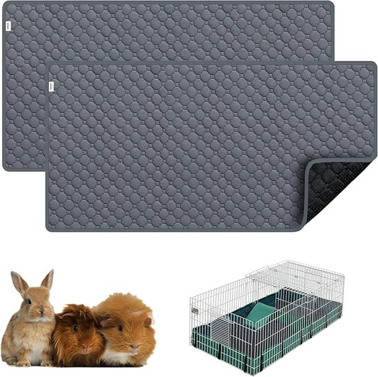 Guinea Pig Cage Liners, Washable Guinea Pig Bedding for Midwest Cage 2 Pack 49" X24", Reusable & Anti Slip & Waterproof, Absorbent Guinea Pig Pee Pad for Small Animal, Rabbit, Bunny, Chinchilla