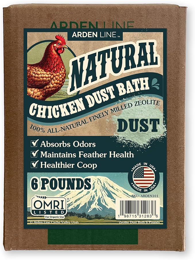 Zeolite Chicken Dust Bath | All-Natural Finely Milled Zeolite Dust | Natural Kraft Box Packaging | Chicken Coop Accessories | Made in The USA