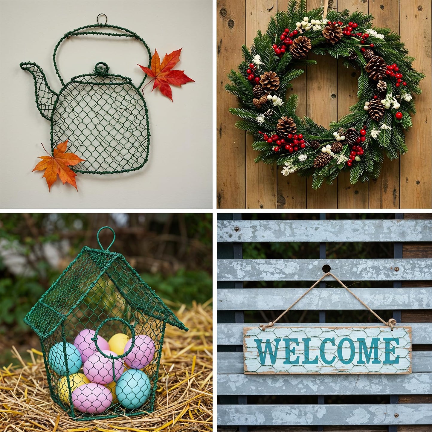 Chicken Wire for Floral Arrangements 3.94x118 Inch Green Chicken Wire Mesh Netting Hexagonal Iron Wires Fence for Crafts Galvanized Poultry Garden